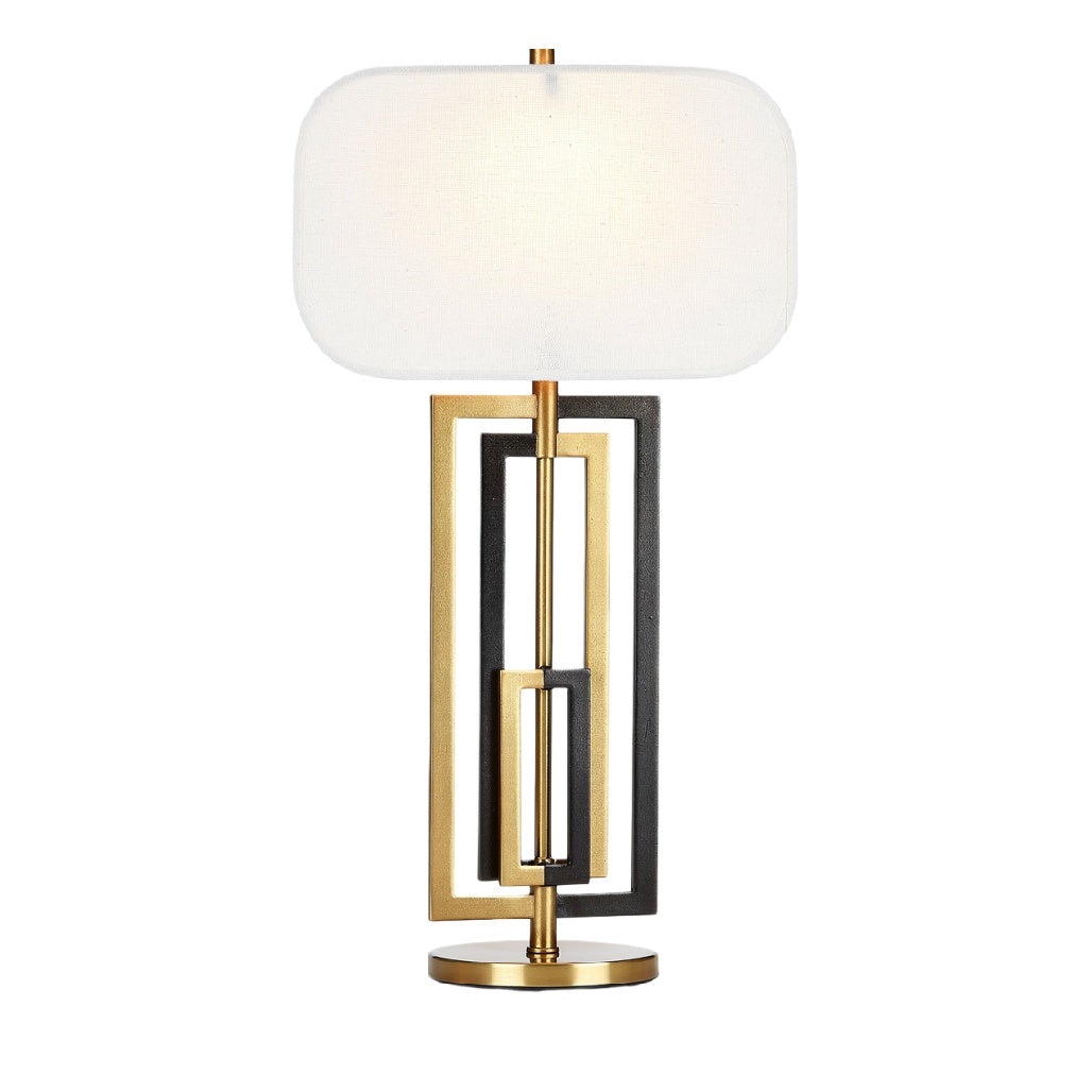 **Nowoczesna lampa stojąca z geometrycznym wzorem**